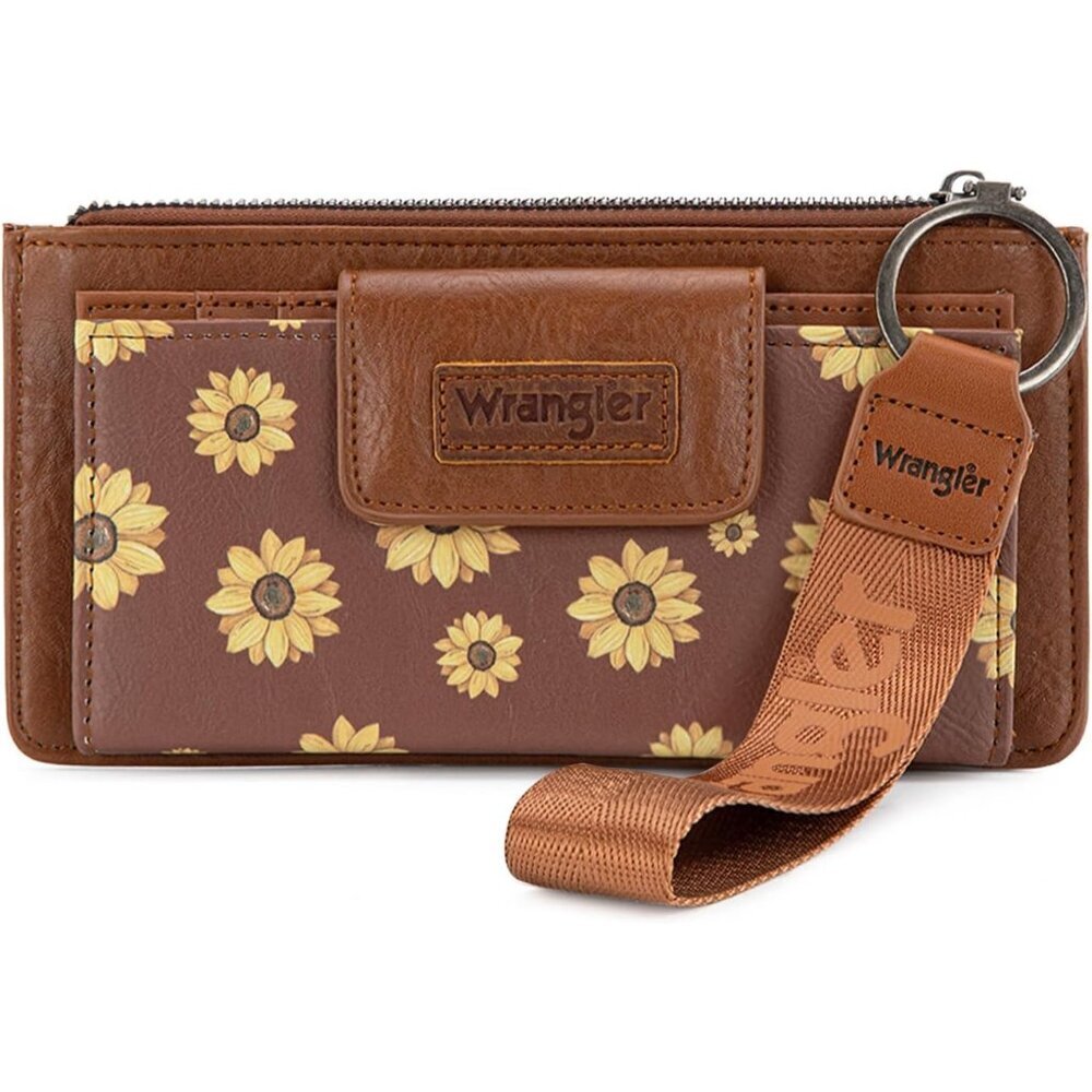 Women Wallet Rfid Block Sunflower Clutch Wristlet Organizer Coin Card